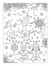 `Let it snow!` - full-page winter or winter holidays hidden or secret message dot-to-dot puzzle and coloring page Royalty Free Stock Photo